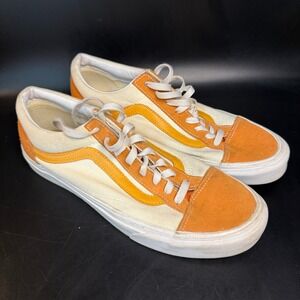 Vans Style 36 Decon SF Orange Yellow Canvas Suede Sneakers Mens 10.5 Womens 12